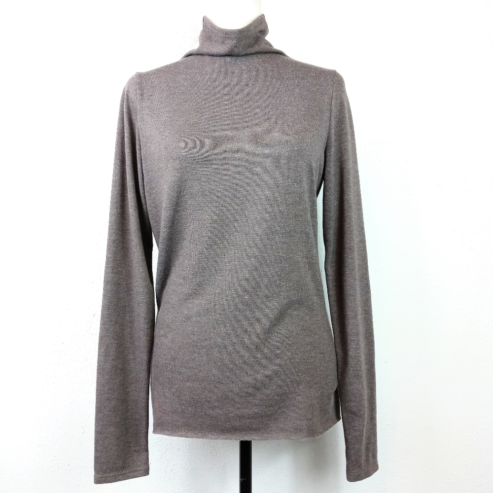 Piper Gore Thin Knit Taupe Funnel Neck Basic Sweater Size Medium